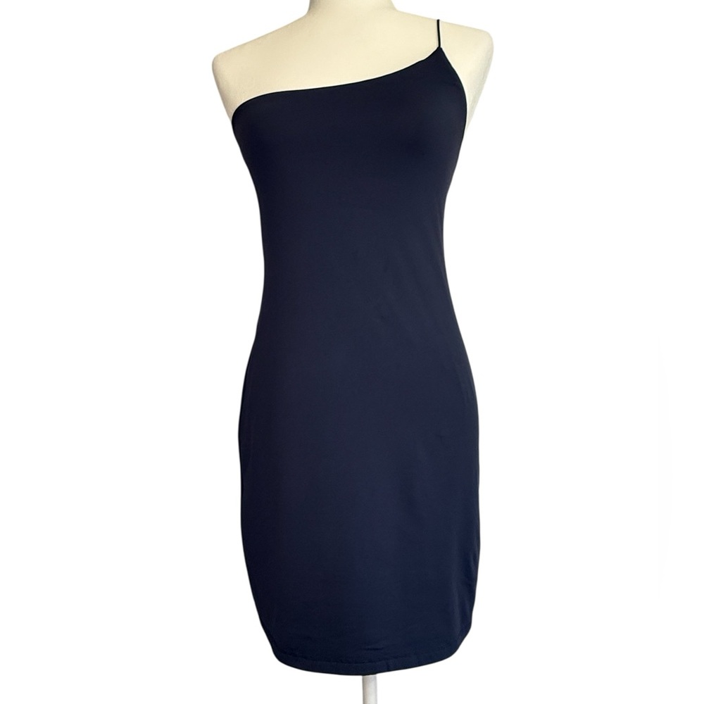 Aritzia Babaton Contour One-Shoulder Bodycon Mini Dress Navy Blue Size Large